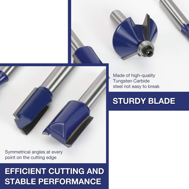 WORKPRO 15 pcs. Milling cutter set, shaft 8mm, router accessories for wood with storage case