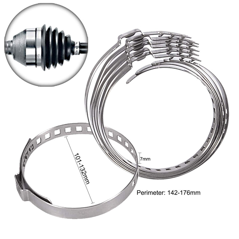 FEBRYTOLD 12 Pcs CV Boot Clamp, 6 Pcs Small and 6 Pcs Large Stainless Steel Universal Adjustable Stainless Steel Drive Shaft CV Boot Clamp