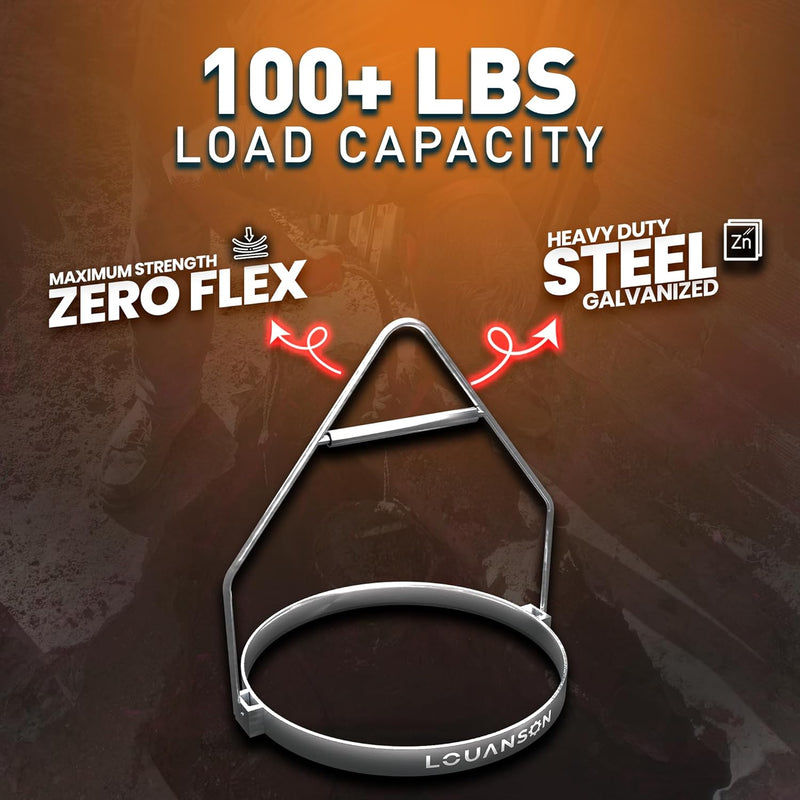 Heavy-Duty 5-Gallon Galvanized Steel Bucket Harness | 100 lb+ Capacity | Improved Carrying, Hoisting & Dumping System for Roofing, Construction, Tile, Painting & Jobsite Use