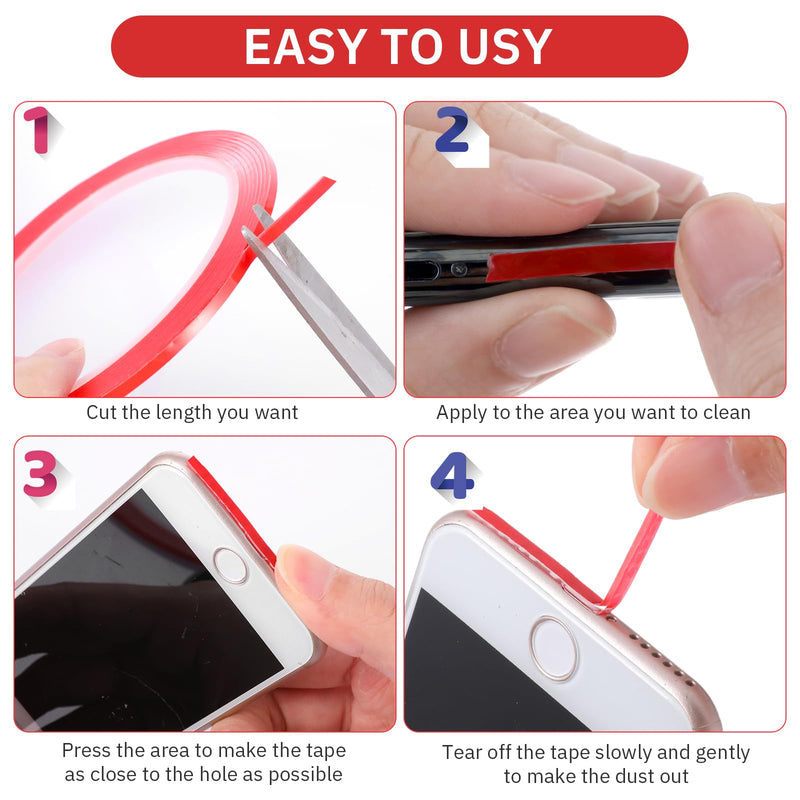 2 Pack Phone Speaker Cleaning Kit, Phone Cleaner Tape Kit for Phone Speaker Receiver, Adhesive Cleaning Stickers Dust Remover for Mobile Phone Hole Dust Removal for Samsung LG Android