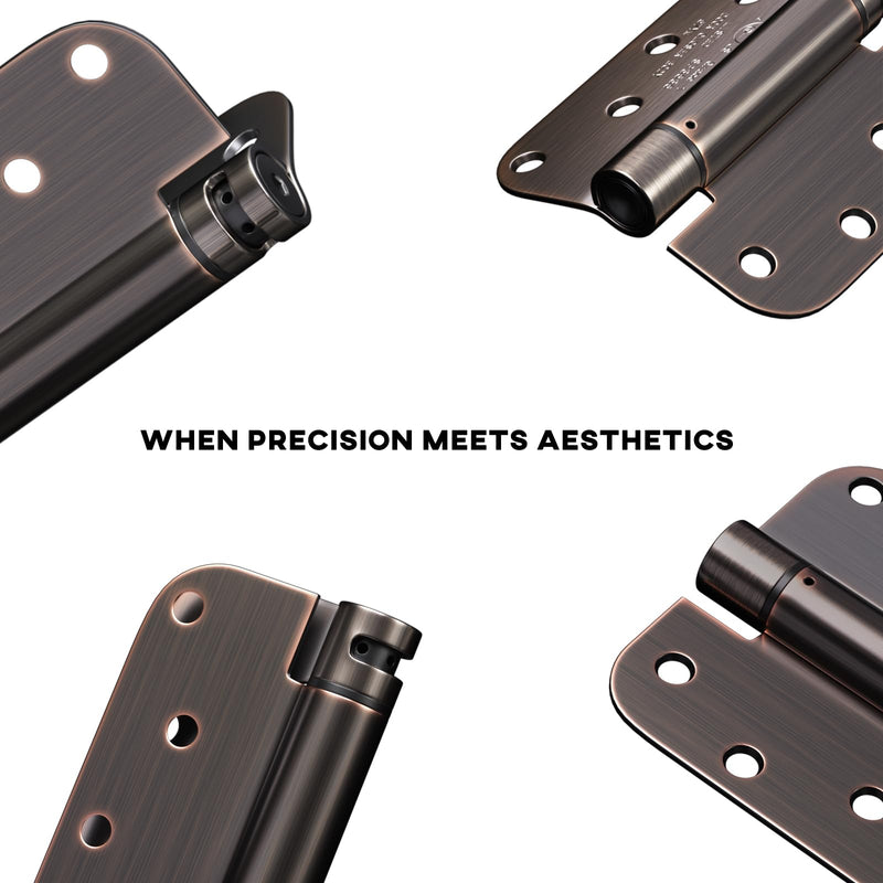 goldenwarm 2pack Oil Rubbed Bronze Door Hinges 4 Inch Self Closing Spring Door Hinge with 5/8" Radius Corners - Adjustable Door Closing, Residential & Heavy-Duty Hardware 2 Oil Rubbed Bronze-4inch