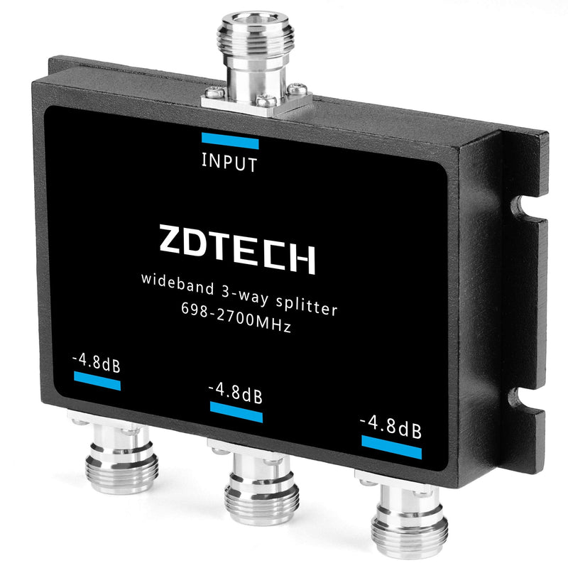 WideBand 3-Way Splitter with N-Female Connectors 50 Ohm Signal Splitter for 3G/4G/LTE(698-2700MHz) Splitter 3-Way