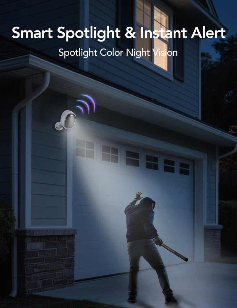 GNCC Solar Security Cameras Wireless Outdoor, 2K, 5200 mAh Battery Powered Camera for Home, Color Night Vision, IP65 Waterproof, PIR Motion Detection, Two-Way Audio, Cloud/SD Storage, 5G & 2.4G WiFi 1