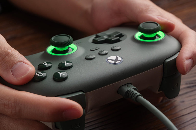 8BitDo Ultimate C Wired Controller for Xbox with Hall Effect Joysticks and Hall Triggers, RGB Lighting Fire Ring, Compatible with Xbox Series X|S, Xbox One, Windows 10/11 - Officially Licensed (Dark Green) Dark Green