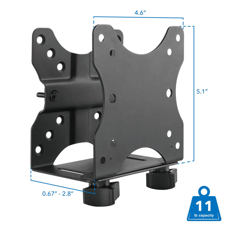 Mount-It! Adjustable Thin Client Mini PC Mount – Under Desk, Wall, Pole, or VESA Monitor Stand – Fits Mac mini, Small CPUs, Thin Clients, Docking Stations – Holds 11 lbs