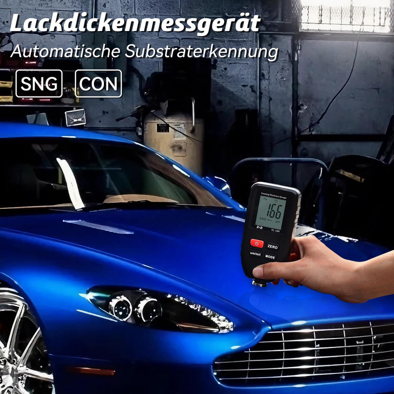 Paint Coating Thickness Gauge RDINSCOS Car Paint Paint Gauge Car Body Coating Thickness Gauge 0-1300μm LCD Display For Iron Aluminum TC100