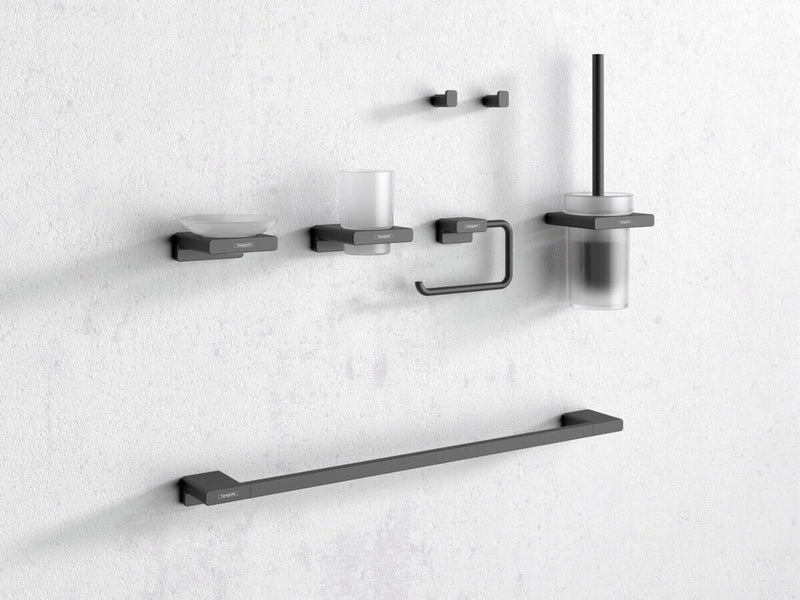 hansgrohe AddStoris Single Hook in Brushed Black Chrome 1-inch Accessories in Brushed Black Chrome, 41742340 Single Robe Hook
