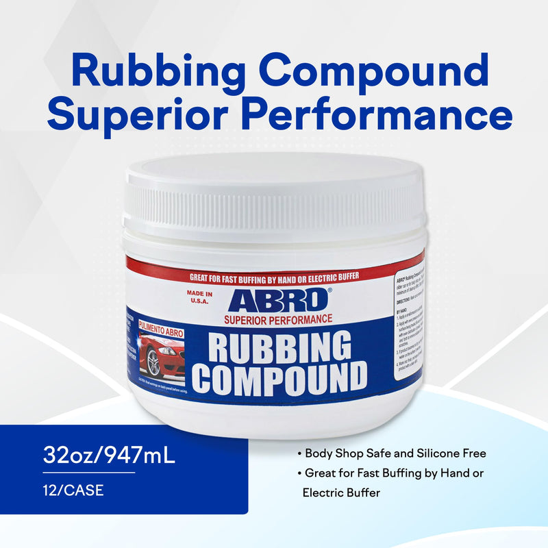 ABRO Superior Performance Rubbing Compound, 10 oz., High-tech Shine Car Scratch Remover for Vehicles, Restorers Swirls and Scratches, Buffing Compound for Oxidized Finishes, Smooth, Reflect, Clean 1