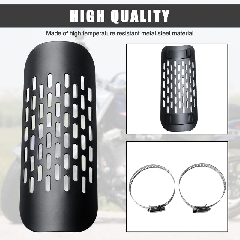 Motorcycle Exhaust Heat Shield: Universal Metal Steel Exhaust Muffler Pipe Heat Insulation Cover for Mini Bike, Grid Design with Ventilation hole