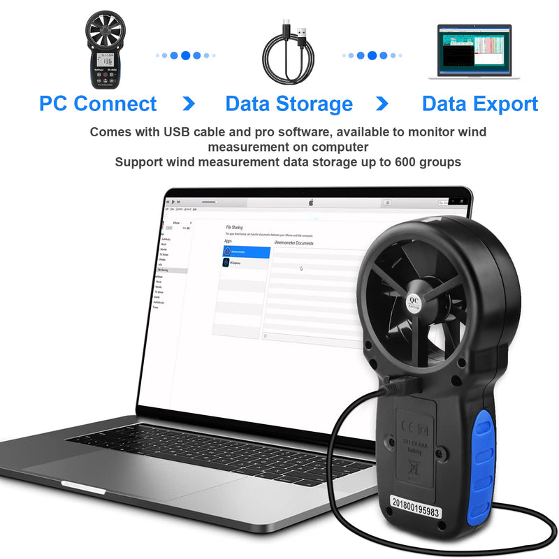 Wind Meter HVAC Anemometer, Kethvoz Wind Meter CFM Air Flow Tester Wind Speed Meter Measuring Air Flow Speed Wind Temperature for Air Vent Dust Collection Drone Shooting