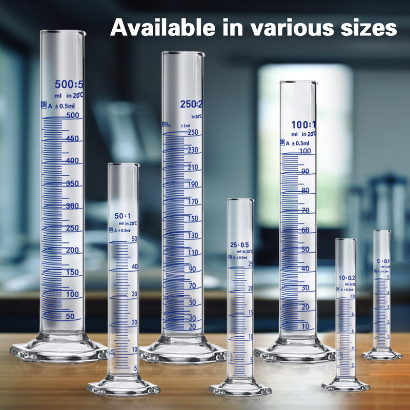 Thick Glass Graduated Cylinder Measuring Liquid Lab Hexagon Base Cylinders Come with Glass Dropper (Glass, 500ML)