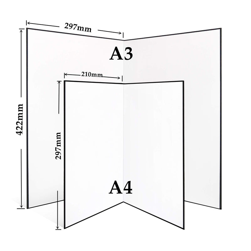 (2 Pcs) Light Reflector 3 in 1 Photography Reflector Cardboard, A4 (12x8 Inch) Size Folding Light Diffuser Board for Still Life, Product and Food Photo Shooting - Black, Silver and White, 2 Pack