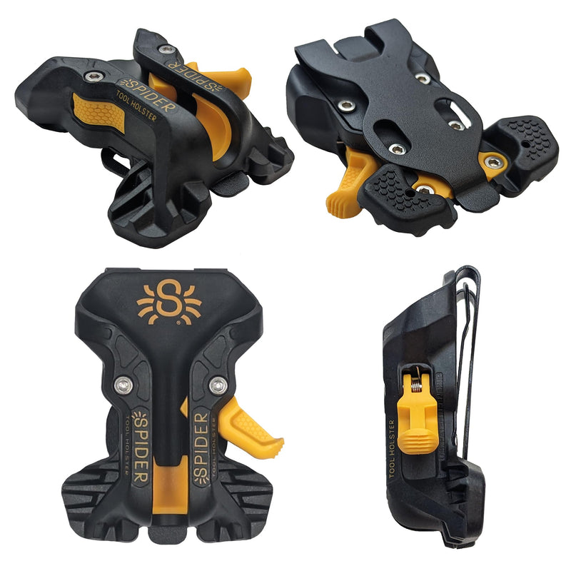 Spider Tool Holster - Pro Tool Holster + One Tool Grip + One Driver Pin - Upgraded, Self Locking Multi Tool Holder with Ambidextrous Thumb Lock