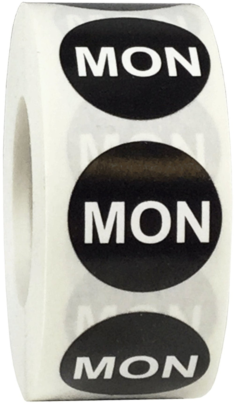 Black Monday Circle Dot Stickers, 3/4 Inch Round, 500 Adhesive Labels on a Roll for Scheduling, Task Management, Inventory, and Organization - Made in the USA