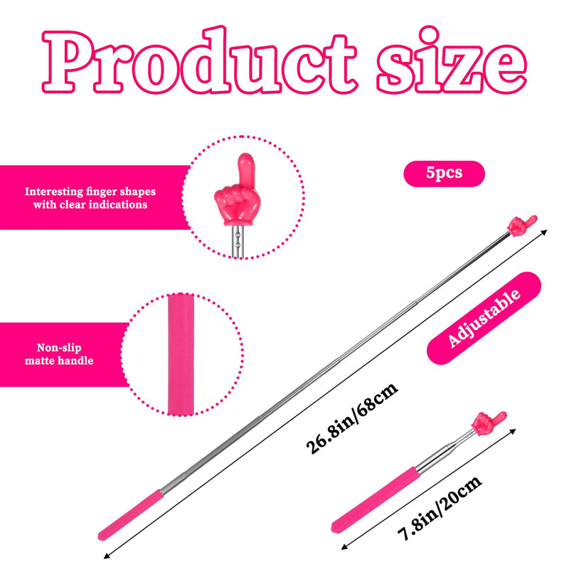 5Pcs Finger Pointer Stick Retractable Hand Pointer Stick, Extendable Pointing Sticks, Colorful Student Finger Pointing Sticks, Telescoping Hand Pointers for Teacher, Classroom, Reading Presentation