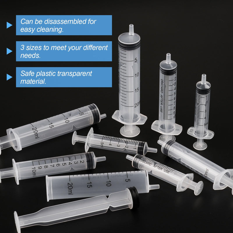 Pack of 9 syringes, 5ML 10ML 20ML reusable syringe, dosing syringe without needle, tools for liquid measuring syringes, feeding syringe, for laboratory, animal feeding, plant watering 5ml/10ml/20ml, 9pcs