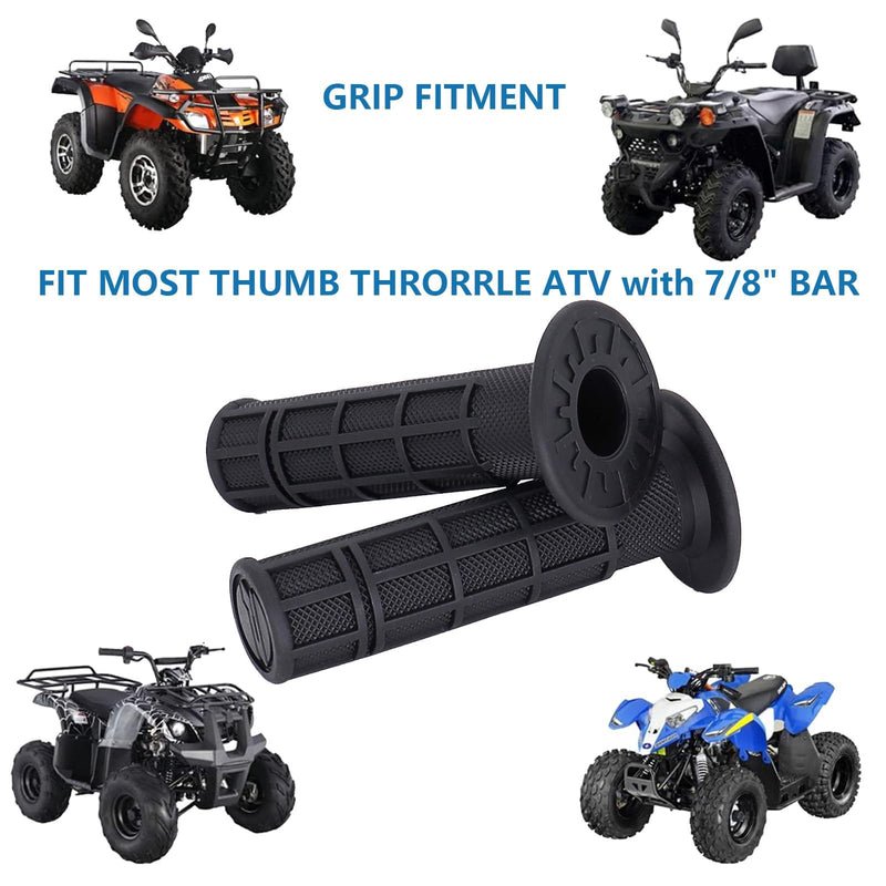 ATV Hand Grips 7/8" Soft Rubber Grip Compatible with ATV Arctic Cat Suzuki Yamaha Kawasaki Honda 400ex -Black