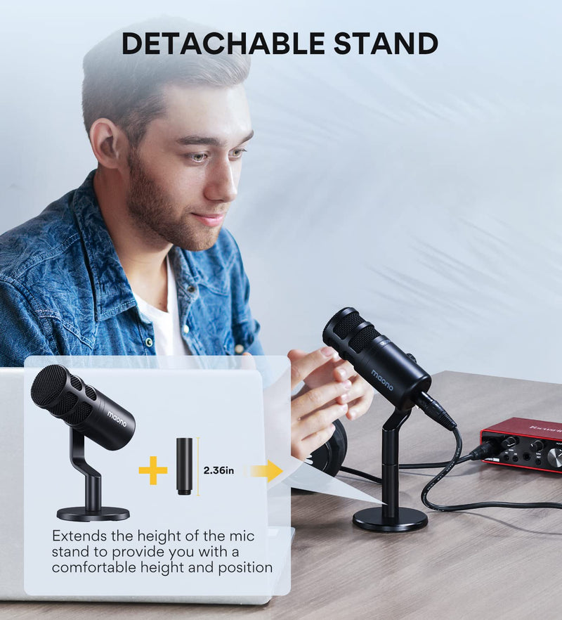 MAONO XLR Podcast Microphone, Cardioid Studio Dynamic Mic for Vocal Recording, Streaming, Voice-Over, Voice Isolation Technology, Metal Mic, Works for Audio Interface, Mixer, Sound Card-PD100 PD100 XLR Microphone