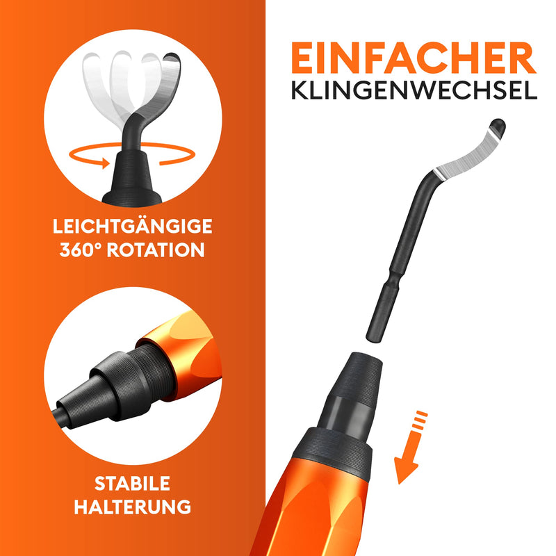 MEISTERGRIFF® deburrer [incl. 11 blades] for plastic (also 3D printing), metal, stainless steel - hand deburrer including 11 blades