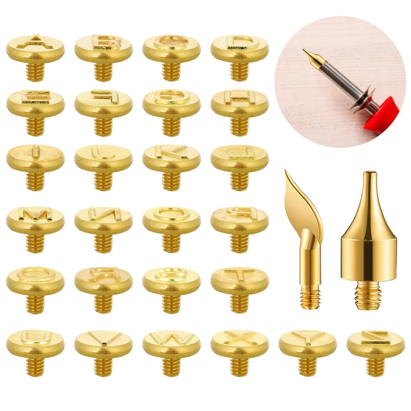 28 Pieces Soldering Iron Tip Replacement, AZ Soldering Tips, Stencils for Embossing, Wood Burning Soldering Tips Carving Tool Set Burning Accessories, Wood Burner Tip Set