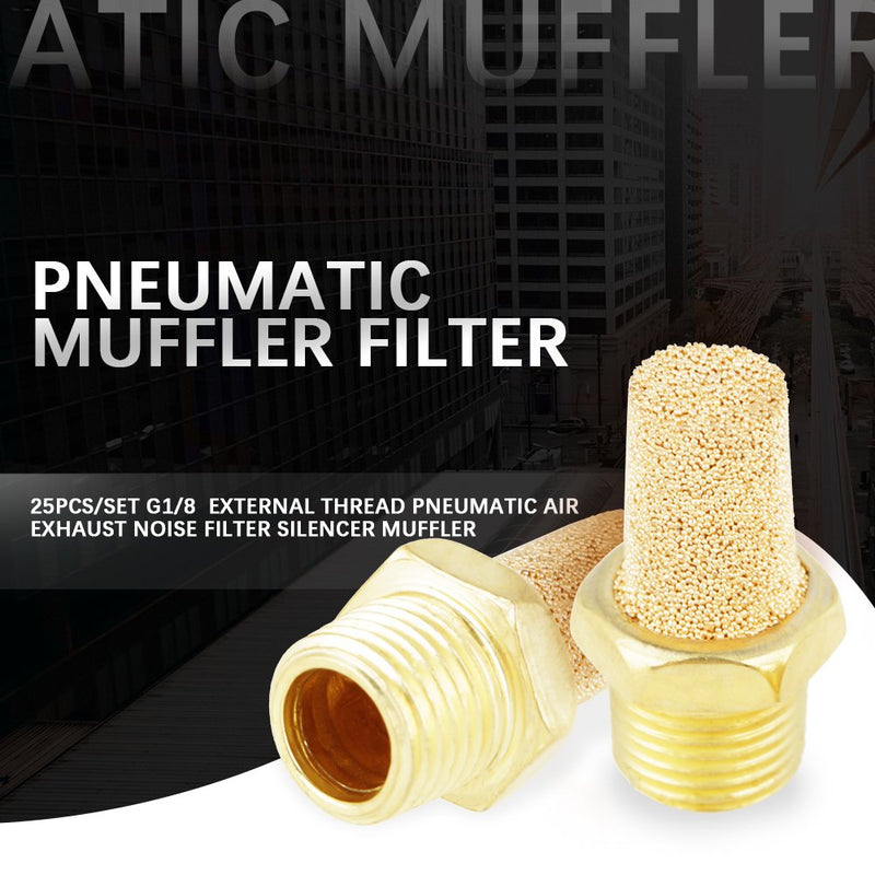 25 pieces/set G1/8 male thread pneumatic exhaust filter silencer silencer for cleaning exhaust air and reducing noise, silencer