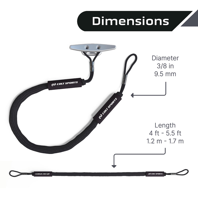 Bungee Dock Lines for Boats, Strong Jet Ski Dock Line, Boat Bungee Dock Lines, Boat Tie Downs for Dock, Boat Tie Off Rope, Mooring Lines for Boats - Boat Accessories (Black, 5FT (2-Pack)) 5FT (2-Pack) Black
