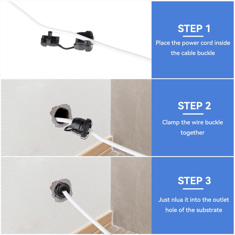 20PCS Electric Cable Protection Cord Buckle Black Wire Cover Round Nylon Cable Strain Relief Bushing Wire Strain Relief Bush Cord Grommet 6N-4 4N-4