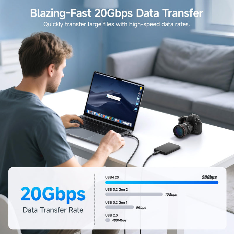Cable Matters 20Gbps Long USB 4 Cable - 9.8ft, Supports Up to [8K@30Hz / 4K@120Hz Video, 240W Charging, 20Gbps Data Transfer] USB4 Cable Compatible with Thunderbolt 4, MacBook, XPS, Surface Pro 9.8 Feet