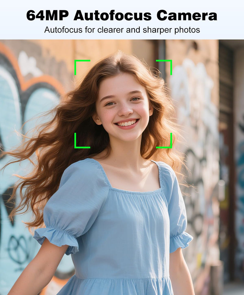 4K Digital Camera for Photography - Autofocus 64MP Vlogging Camera for YouTube Video, Dual Camera, Anti-Shake, 16X Zoom Compact Travel Cameras for Teens with 2 Batteries, 32GB Card (Black) Black