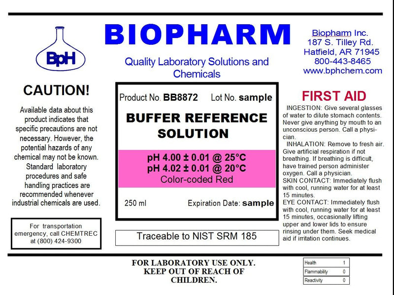 Biopharm pH Calibration Buffer 3-Pack, 250 mL (8.4 fl oz) Each: pH 4.00, pH 6.86, and pH 9.18; NIST Traceable Reference Standards for All pH Meters