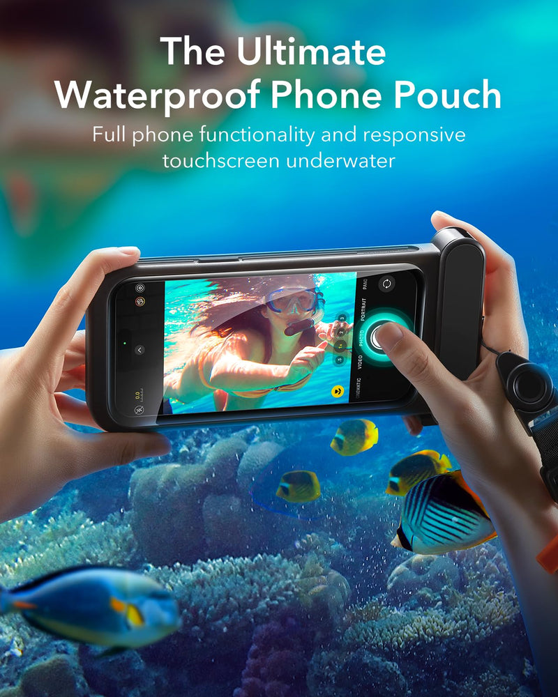 ESR Waterproof Phone Pouch for iPhone 15 Pro Max /14 Pro Max, Underwater Touch Sensitivity, IPX8 Floating Waterproof Cellphone Case with Lanyard, Dry Bag for Snorkeling, Black iPhone 15 Pro Max/14 Pro Max