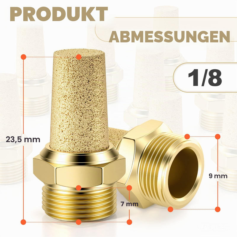 Bwintech 10 Pcs SL-01 Air Silencer, 1/8 Inch Male Thread Sintered Brass Exhaust Silencer 1/8"