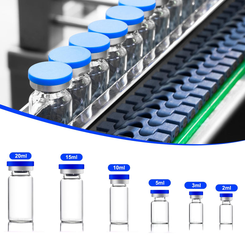 5ml Sealed Vials with Self Healing Injection Port and Plastic-Aluminum Flip Caps,Glass Empty Vials for Injection 50 Pack 5ml