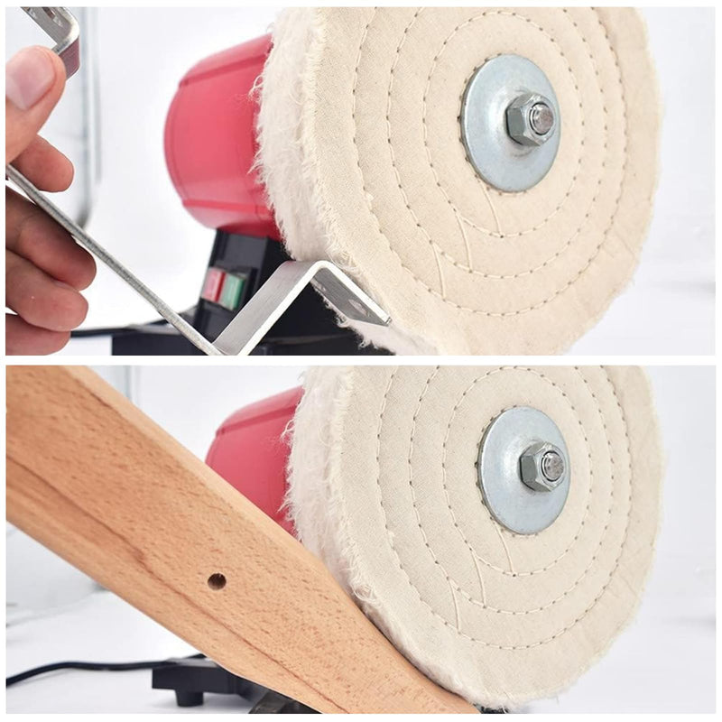 Polishing Disc, 150 mm, Pack of 2, Polishing Attachment, Cotton Buffing Disc | 50 Layers of Cotton Polishing Discs with 12.7 mm Axle Hole, for Bench Grinder, Drill, Jewelry, Glass, Metal, Wood Polishing, White