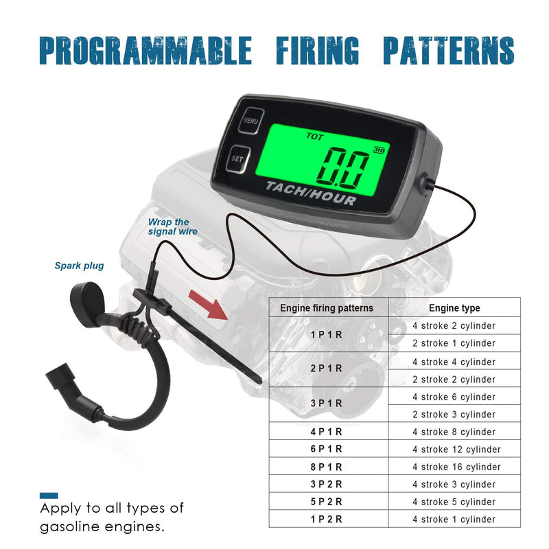Runleader speedometer with self-sufficient operating hours counter, maintenance reminder, alarm speed, backlit display, battery replaceable for ZTR lawn mower tractor generator outboard
