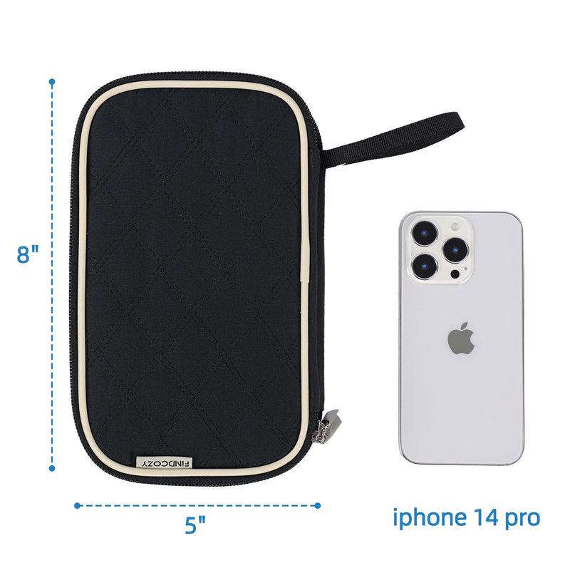 FINDCOZY Travel Cord Electronic Organizer, Electronic Accessories Double Layer Case, Travel Essentials for Cable, Charger, Phone, Hard Drive, USB, SD Card, AirPod, Black