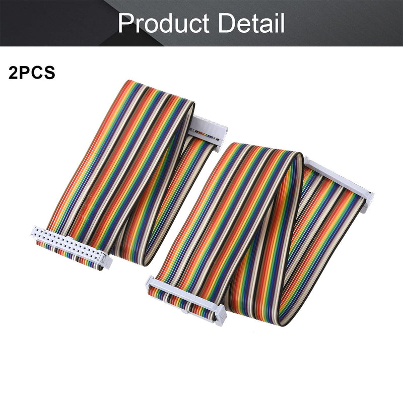 Fielect 2pcs IDC Rainbow Wire Flat Ribbon Cable 30 Pin 30cm Length 2.54mm Pitch