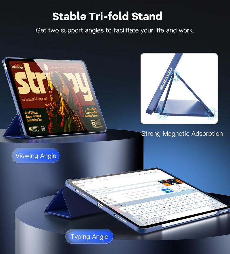 TiMOVO for New iPad Air 13 inch Case M2 2024, iPad Pro 12.9 2022/2021(6th/5th Gen) Case, Slim Stand Cover for iPad Air 13-inch, Auto Wake/Sleep Smart Shell with Translucent Back, Navy Blue