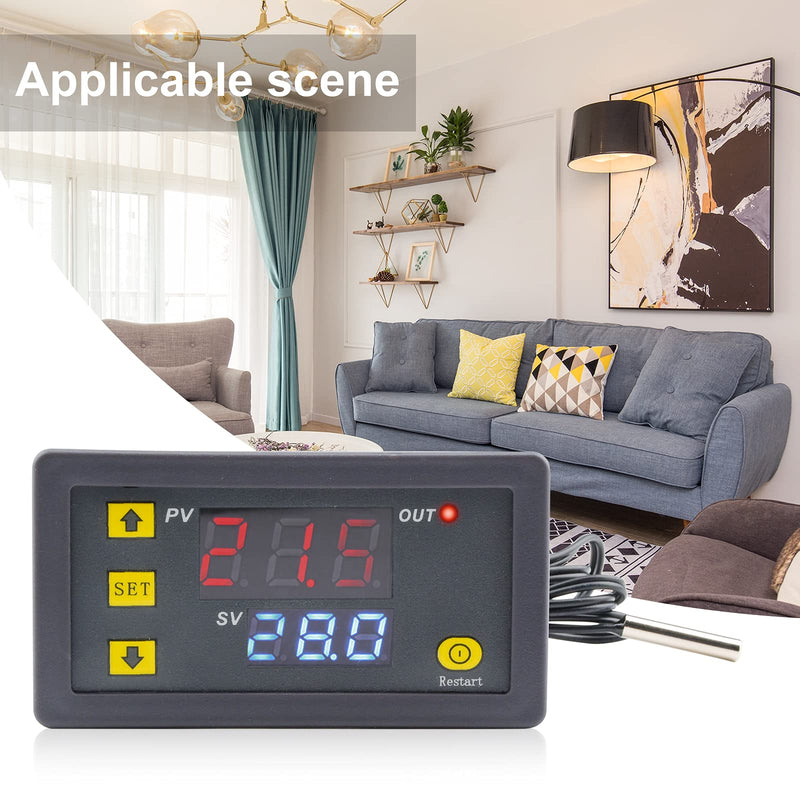 Aideepen W3230 20A DC 12V Digital Thermostat Digital Temperature Controller Regulator Heating Cooling Control Thermometer Instrument W3230 DC 12V
