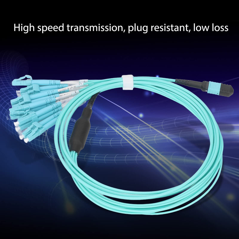 MPO to LC Fiber Optic Patch Cable, 12- OM4 Multimode Jumper, 100G High-Speed Data Transmission for Data Centers, Server Rooms, PVC LSZH Jacket, 850nm 1310nm Wavelength