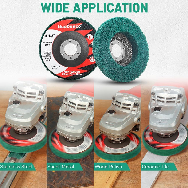 5 Pieces 4.5" x 7/8" Nylon Fiber Slat Disc 180 Grit Sanding Discs for Removing Rust and Cleaning | 5 Stück Schleifscheibe Nylonfaser zum Abrosten Polieren und Entfernen von Rost auf Metallen