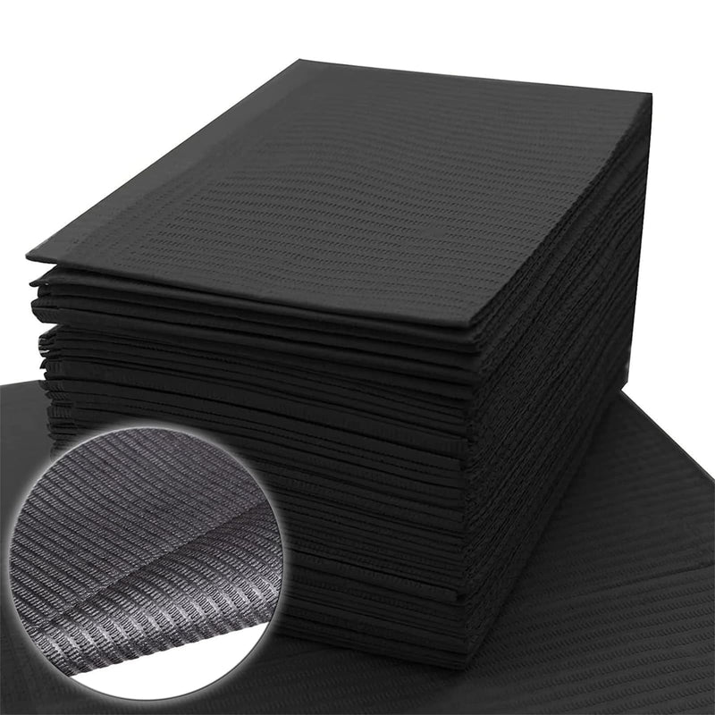 Dental Bibs - PEPAX 35pcs Tattoo Dental Bibs 45.5x33cm 3 Layer Waterproof Tattoo Table Covers Tray Clean Pad Multipurpose Black Tattoo Bibs 35Pcs Black