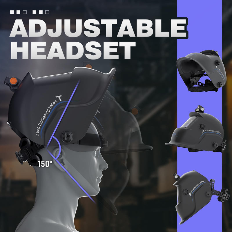 1/1/1/1 True Color Auto Darkening Welding Helmet with light, Solar Powered Wide Shade 4/9-13 for TIG MIG Stick Weld Hood Mask OM-860CS