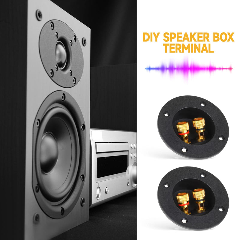 2 Pcs Speaker Sub Box Terminals Cup for Subwoofer Box Black 3 Inch Round 2-Way Spring Loaded Jacks Wire Connector Binding Post Cup Connector Subwoofer Plug for Speaker Sub Home Car Stereo