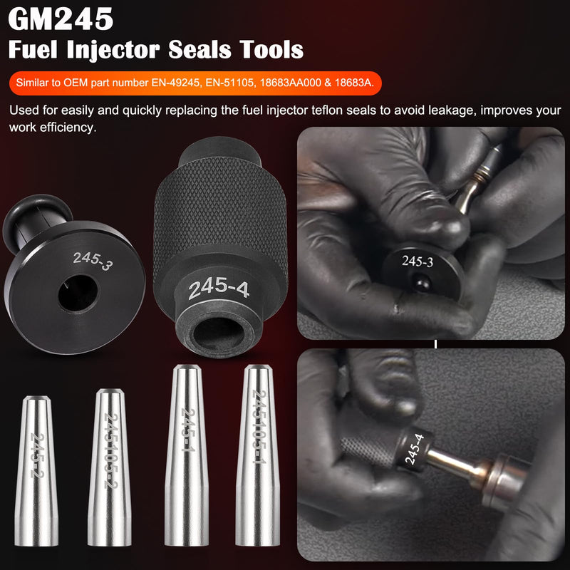 GM245 Fuel Injector Seals Tools Set Perfectly Compatible with GM Subaru Engines, Replaces for #EN-49245, EN-51105 and #18683AA000