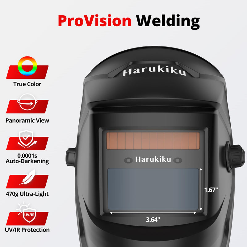 True Color Solar Powered Auto Darkening Welding Helmet, Wide Shade 4/9-13 for TIG MIG ARC Welder Mask Hood LY500