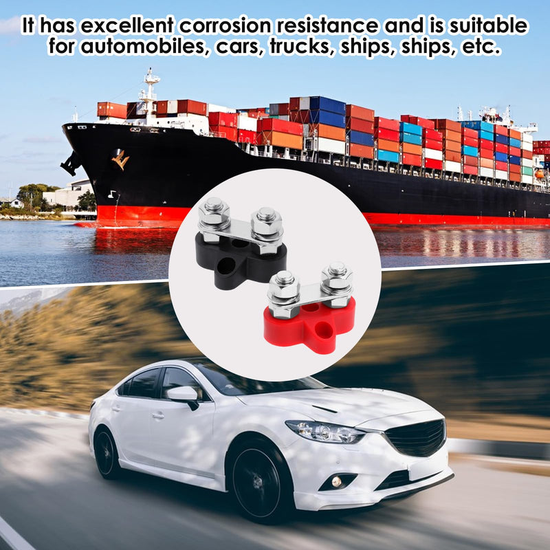 2 PCS Power Distribution Block Bus Bar 12v 200a Battery Wire Terminal Block M8 Battery Distribution Block Post Positive&Negative Busbar for Auto Car Marine Boat, Red & Black Set(Dual 5/16" Stud) Dual 5/16" Stud