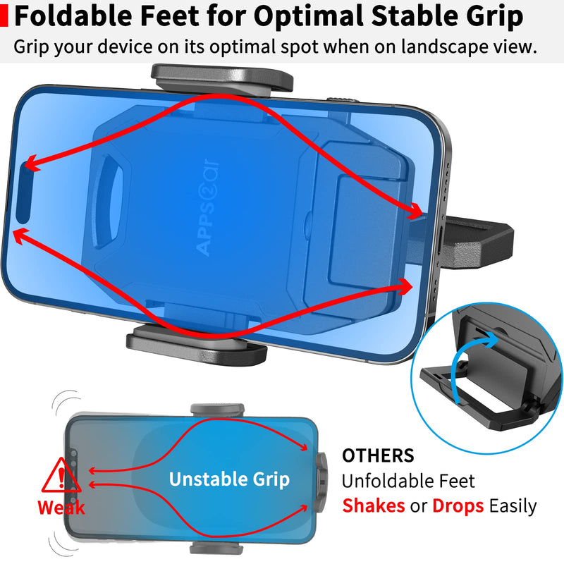 APPS2Car Sturdy CD Slot Phone Mount with One Hand Operation Design, Hands-Free Car Phone Holder Universally Compatible with All iPhone & Android Cell Phones, for Smartphone Mobile Black