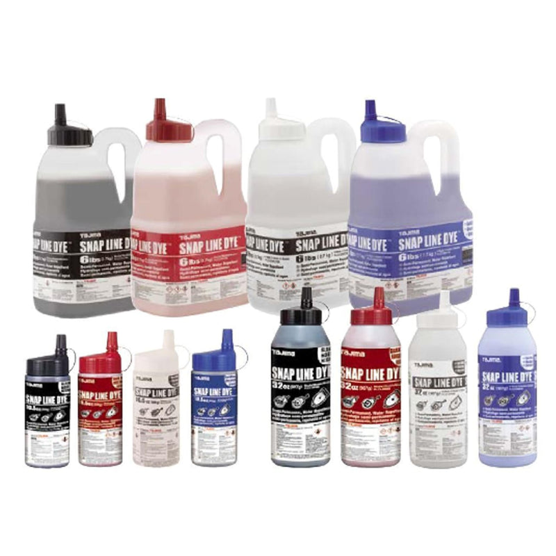 TAJIMA Marking Chalk - Black 32 oz (907g) Semi Permanent Snap-Line Dye with Durable Bottle & Easy-Fill Nozzle - PLC3-BK900