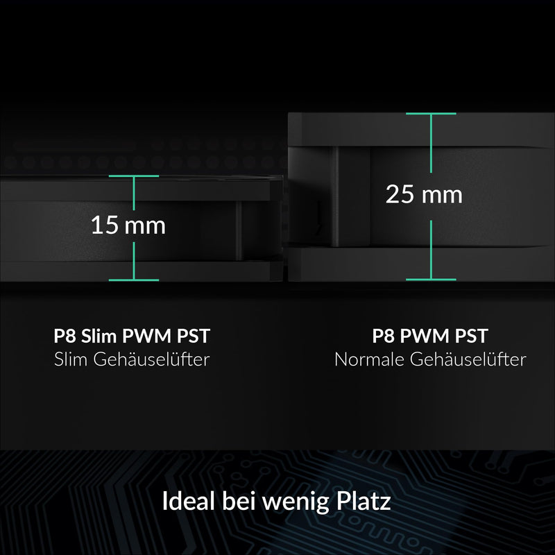 ARCTIC P8 Slim PWM PST - PC Fan, 80 mm Case Fan, Ultra Slim | Optimized for Static Pressure, Case Fan with PST Connector (PWM Sharing Technology), DC Fan, 15mm, 300-3000rpm